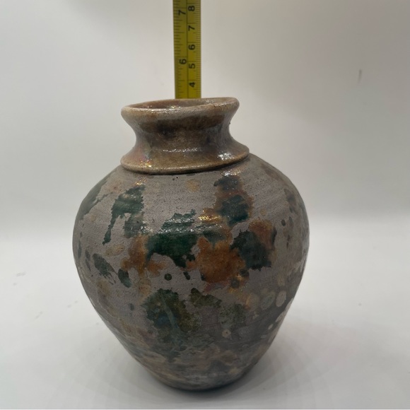 vintage 5’ Crystalline Glaze Pottery vase irredentist purple/green Tones Stamped - Picture 6 of 15